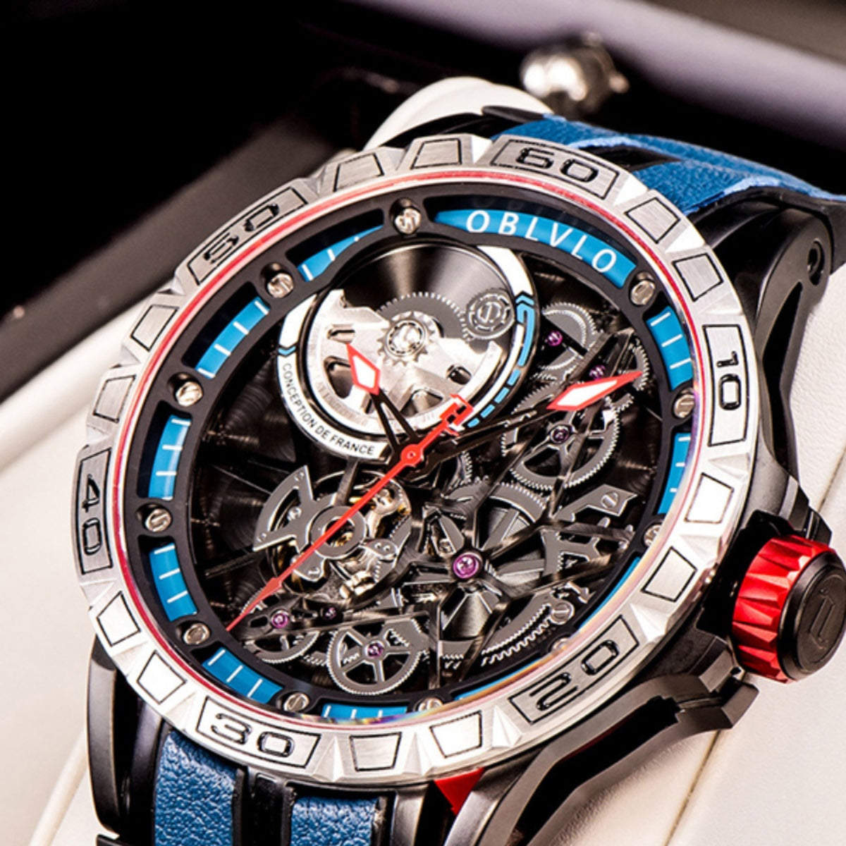 OBLVLO | Men's Large Dial Automatic Mechanical Watch With Tourbillon
