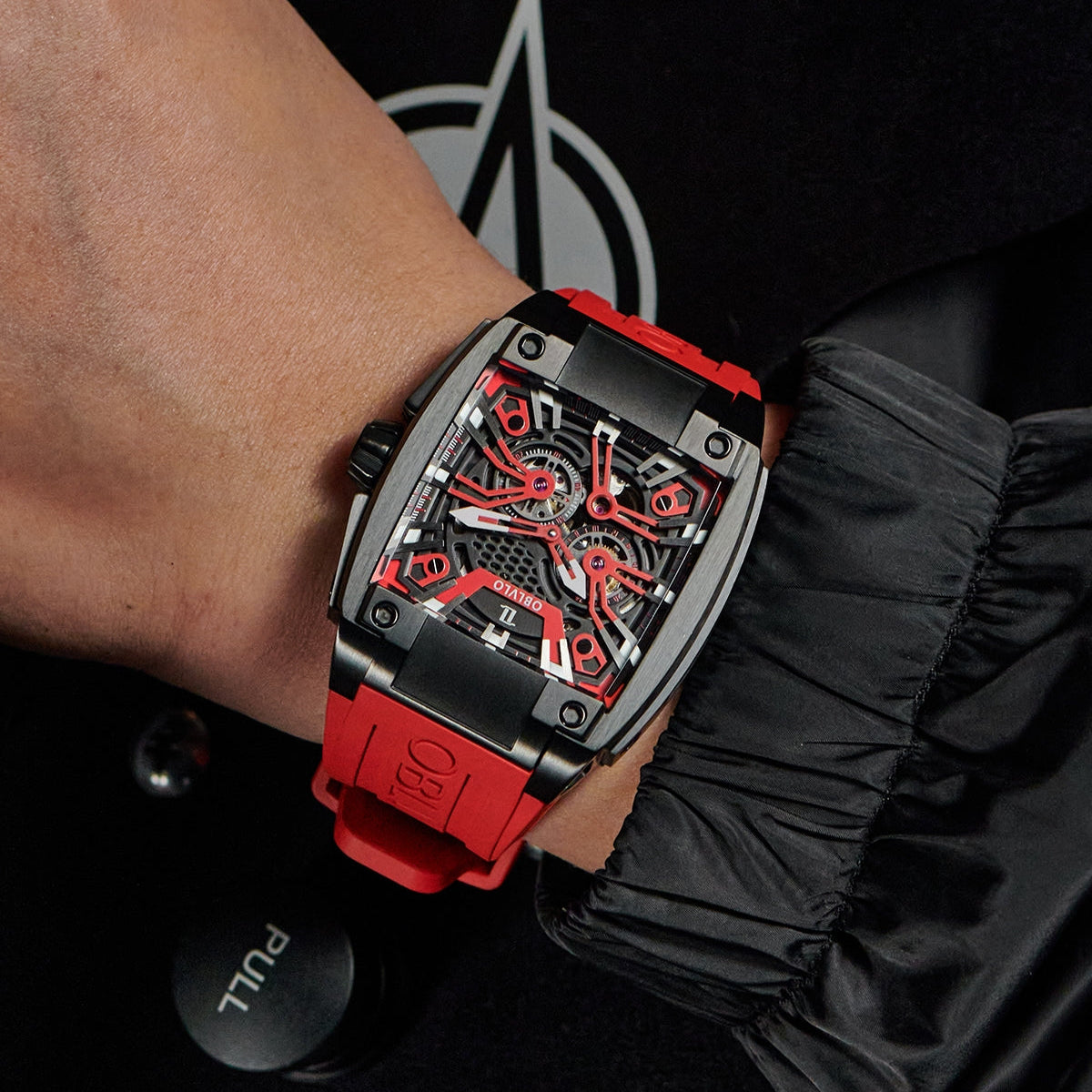 OBLVLO | Men's Large Dial Square Openwork Mechanical Watch Tourbillon