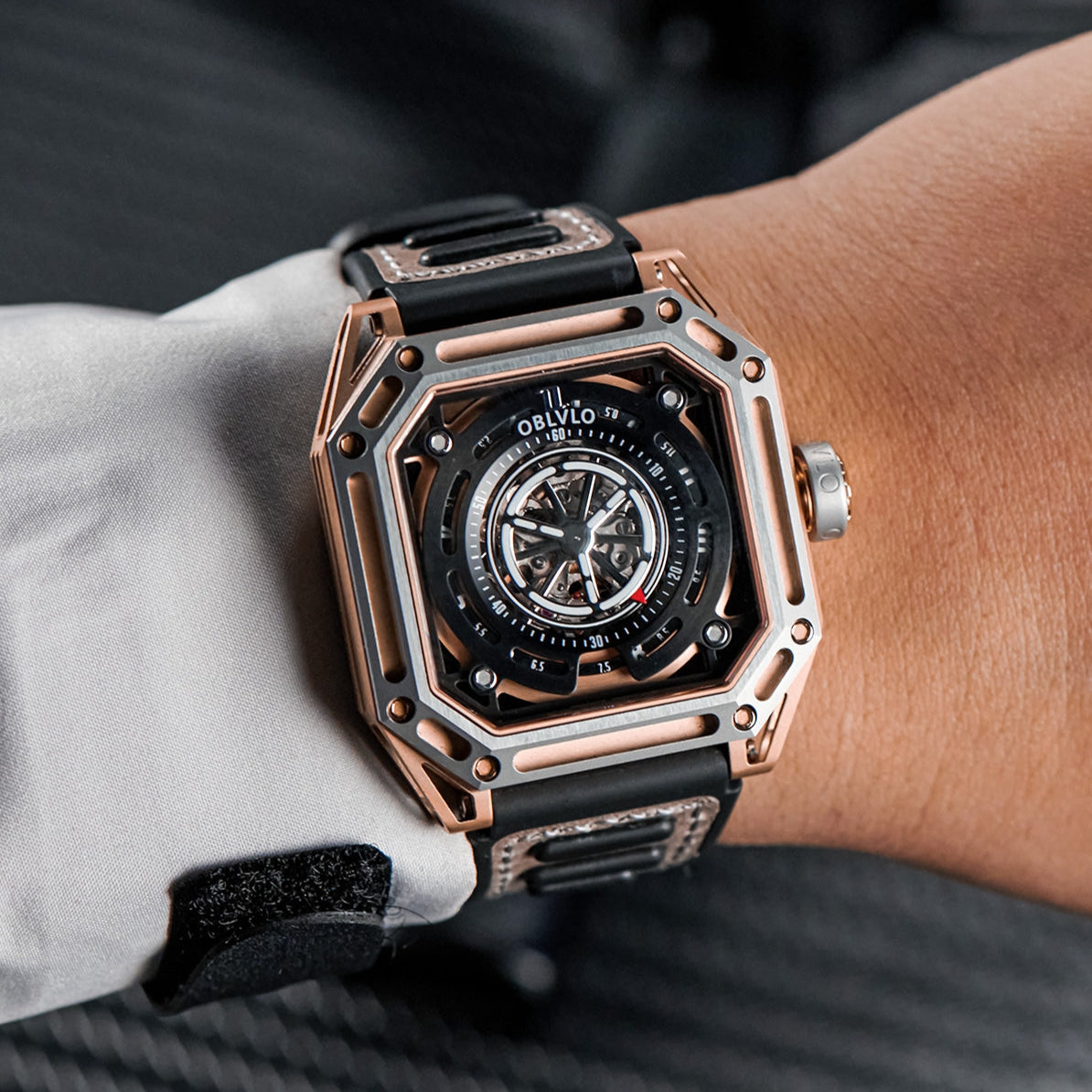 OBLVLO | Mechanic Watch Fashion Square Openwork