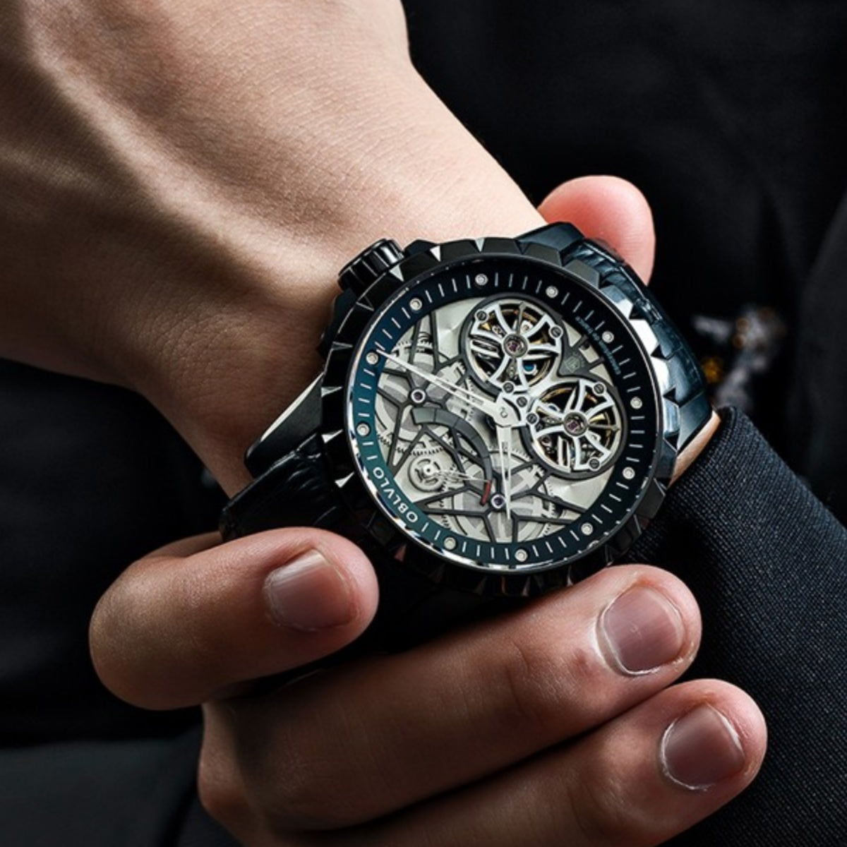 OBLVLO | Men's Watch With Double Tourbillon Power Reserve Display