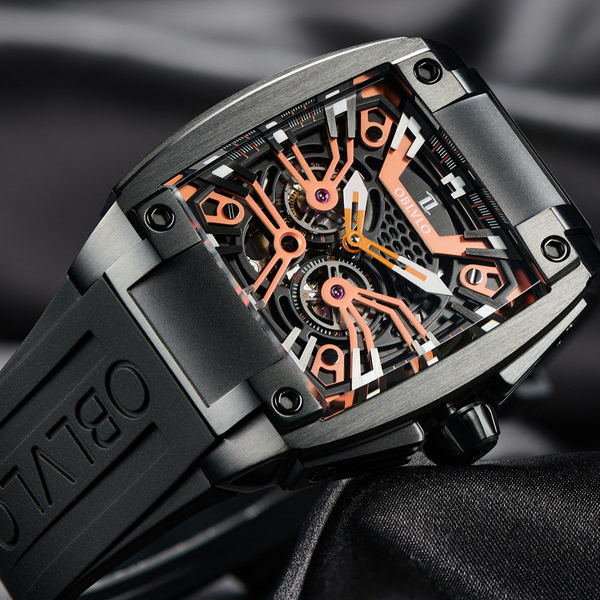OBLVLO | Men's Large Dial Square Openwork Mechanical Watch Tourbillon