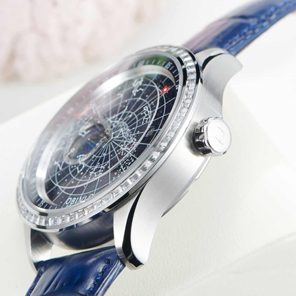 OBLVLO  | Dual time zone mechanical diamond-set watch