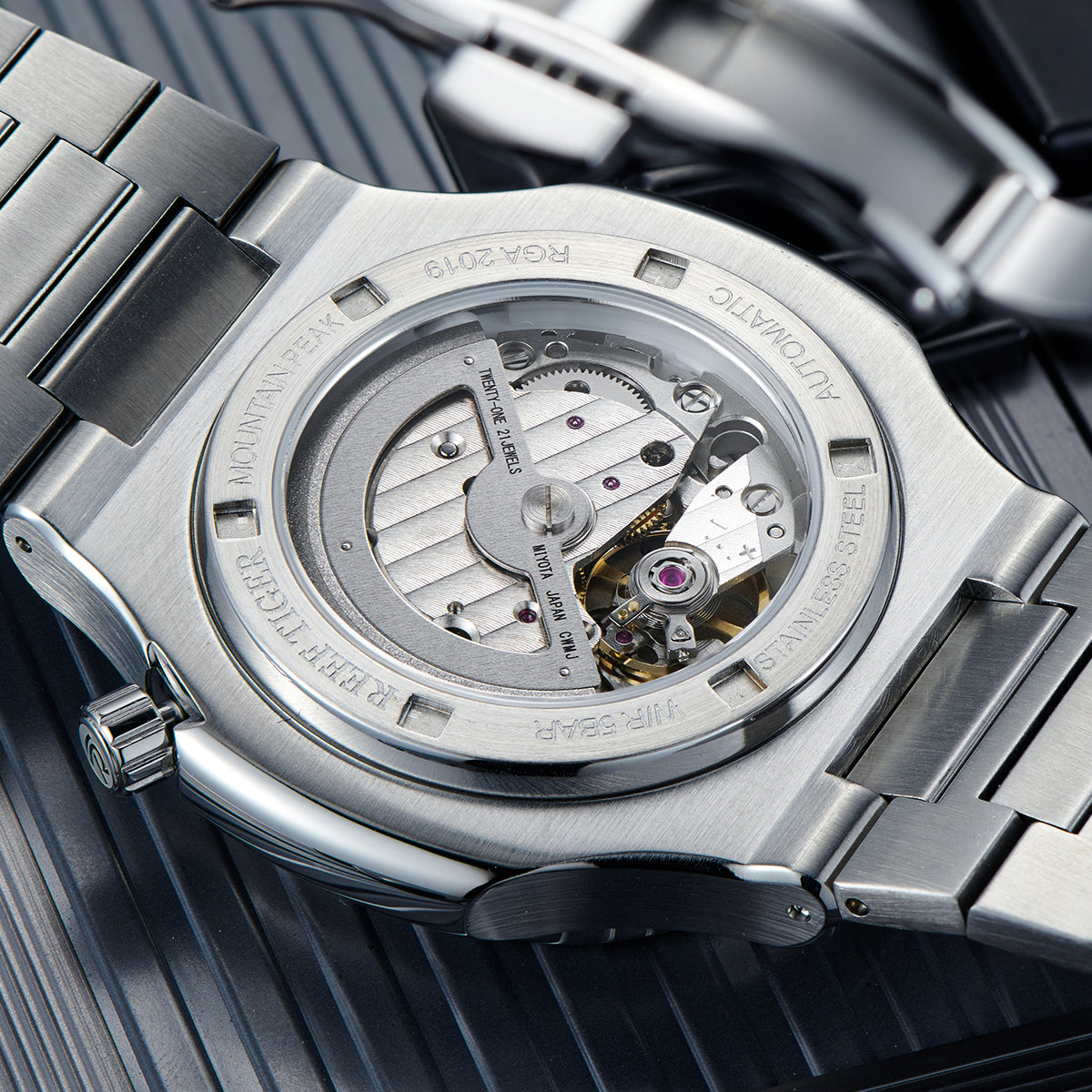 REEF TIGER | Luxury Men's 44mm Square Crystal Bezel Automatic Watch