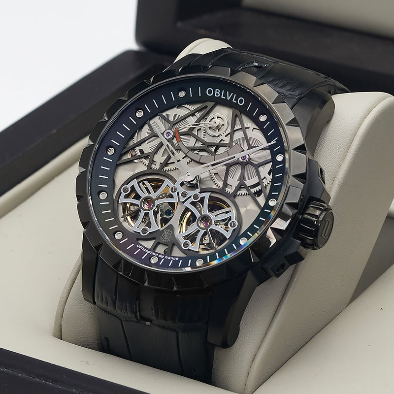 OBLVLO | Men's Watch With Double Tourbillon Power Reserve Display